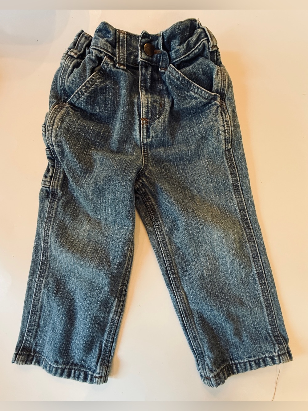 Carhartt Kids Carpenter Adjustable Waist Blue Denim Jeans, Size 2T